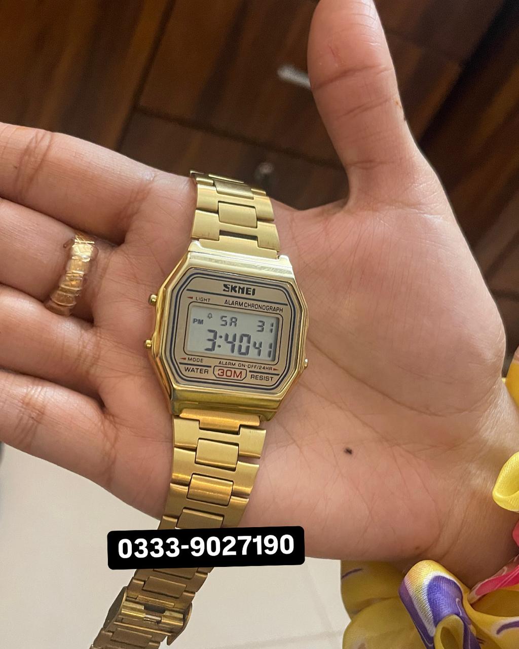 SKMEI 1415 – WOMEN DIGITAL STAINLESS STEEL WATER RESISTANT – GOLD